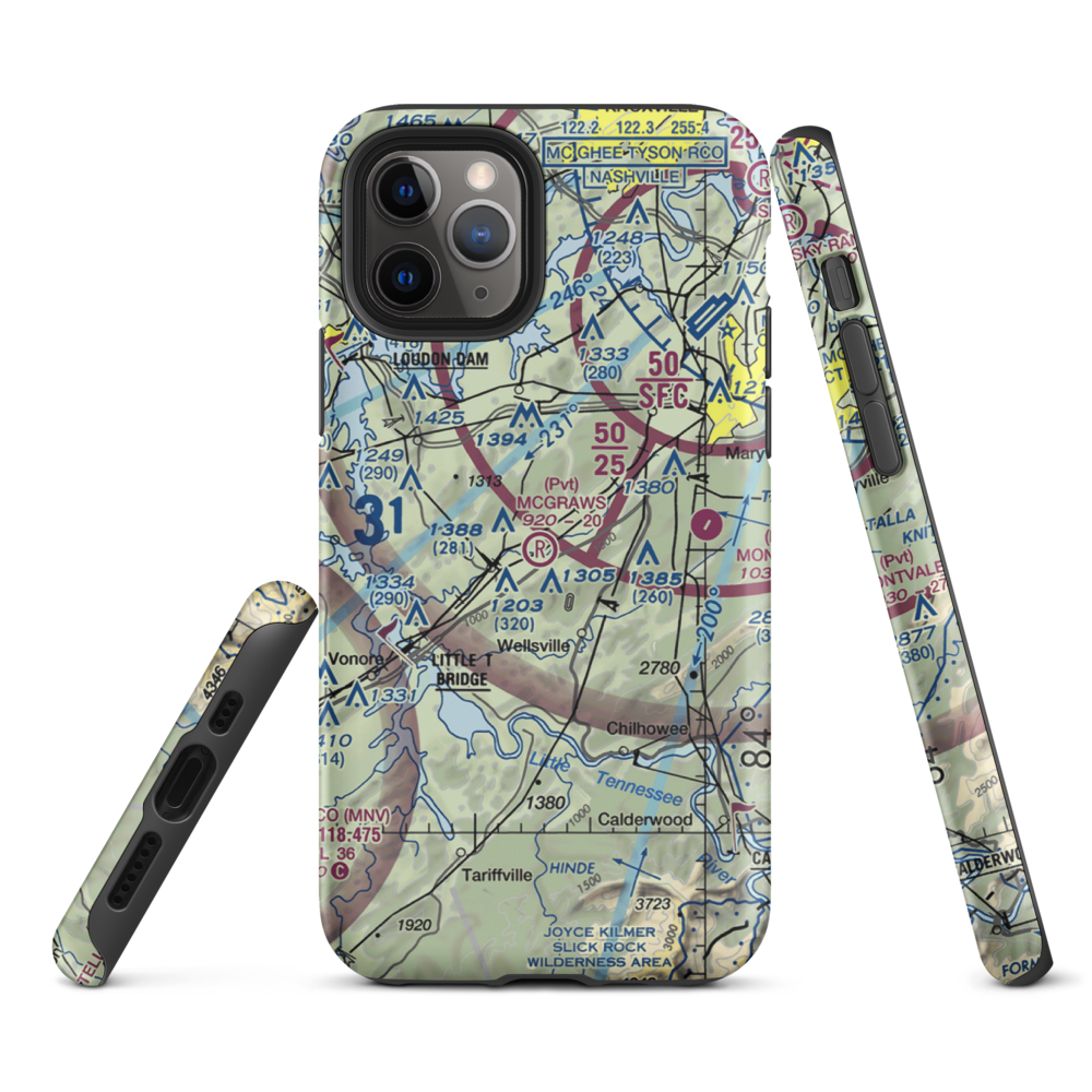 Mcgraw's Backyard Airport (5TN4) VFR Sectional  Tough iPhone Case iPhone 11 Pro model shown