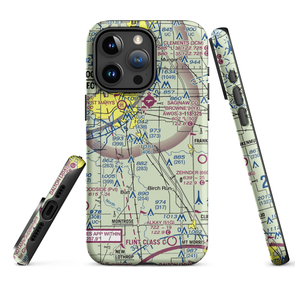 Mckimmy Field (MI23) VFR Sectional  Tough iPhone Case iPhone 15 Pro Max model shown