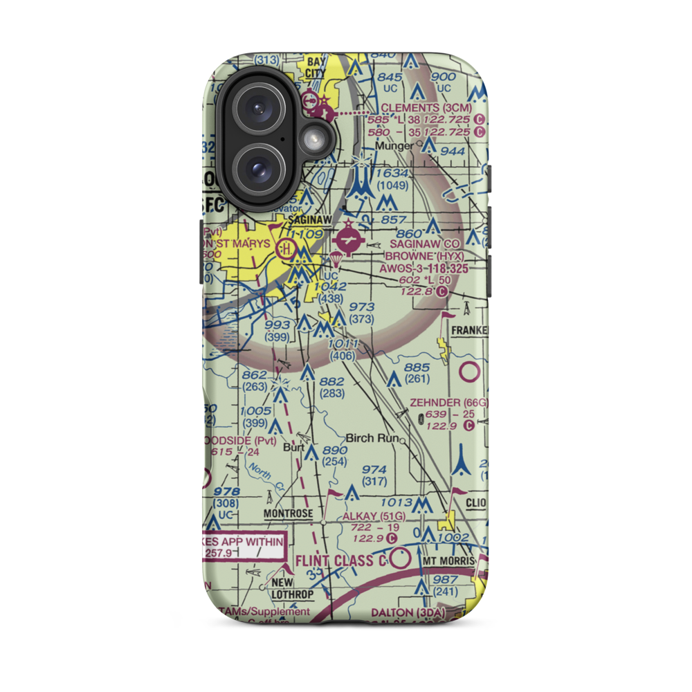 Mckimmy Field (MI23) VFR Sectional  Tough iPhone Case iPhone 16 Plus model shown