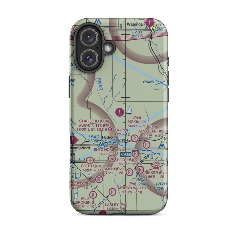 Mckinley Ranch Airport (0OK3) VFR Sectional  Tough iPhone Case iPhone 16 Plus model shown