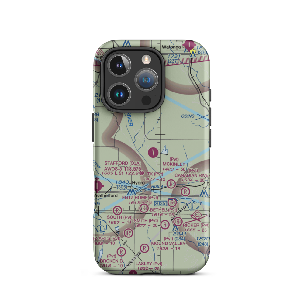 Mckinley Ranch Airport (0OK3) VFR Sectional  Tough iPhone Case iPhone 16 Pro model shown