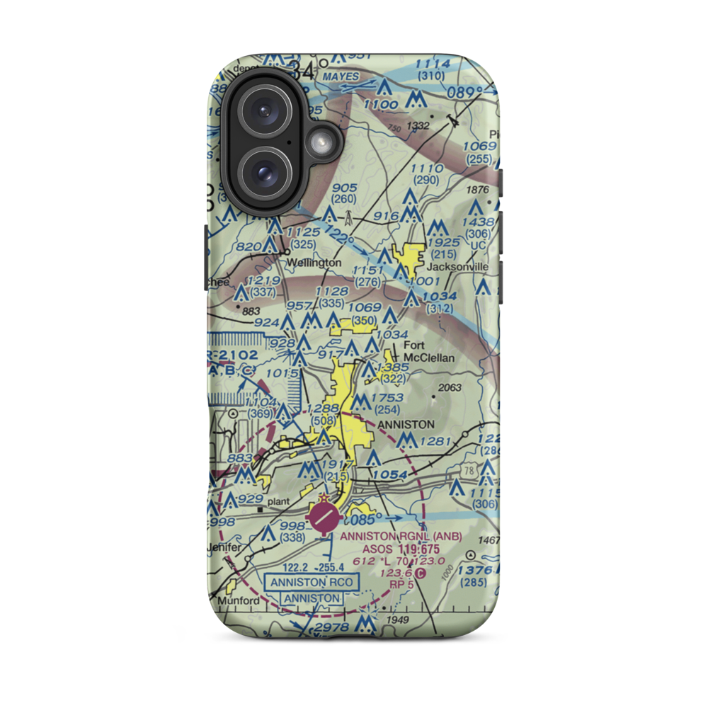 Mcminn Airport (25A) VFR Sectional  Tough iPhone Case iPhone 16 Plus model shown