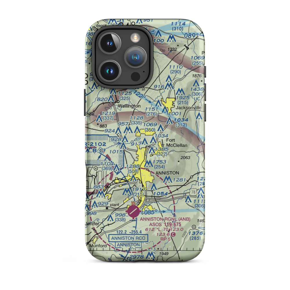 Mcminn Airport (25A) VFR Sectional  Tough iPhone Case iPhone 16 Pro Max model shown