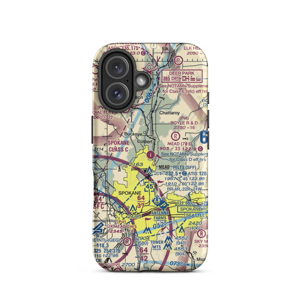 Mead Flying Service Airport (70S) VFR Sectional  Tough iPhone Case iPhone 16 model shown