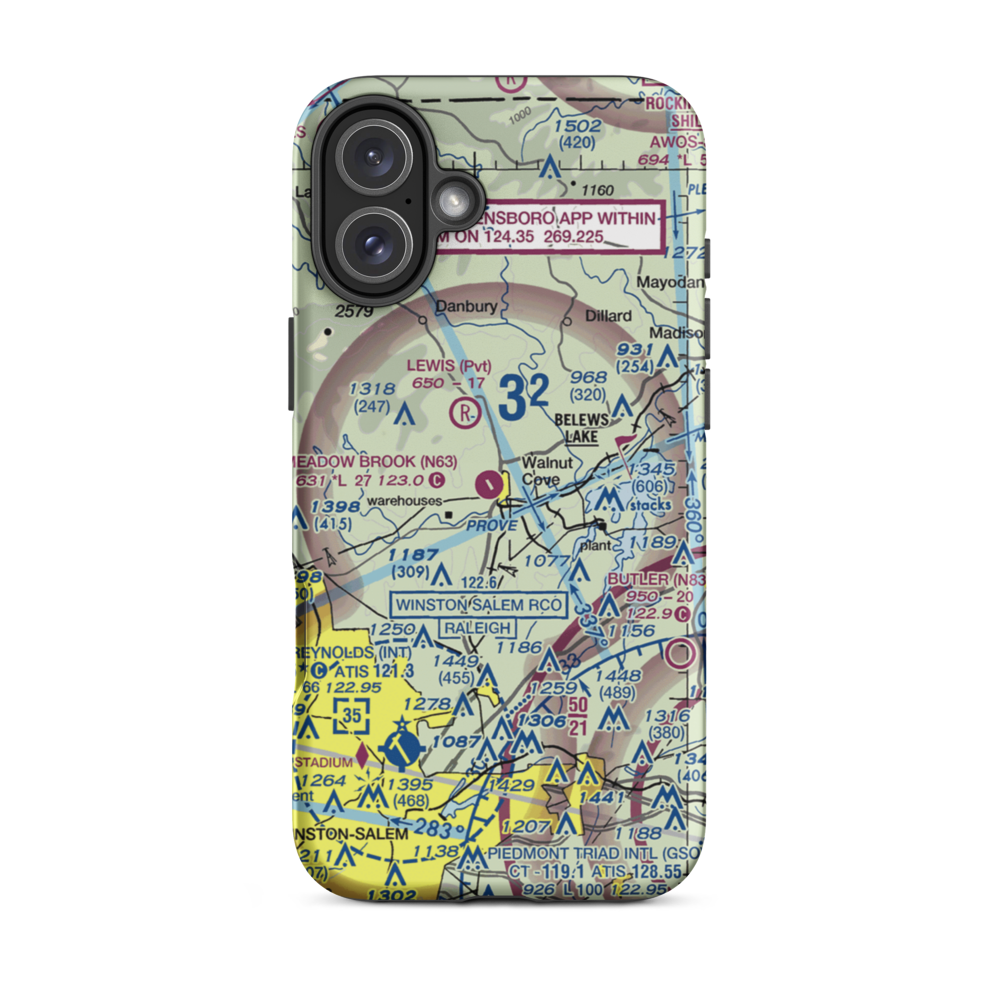 Meadow Brook Field (N63) VFR Sectional  Tough iPhone Case iPhone 16 Plus model shown
