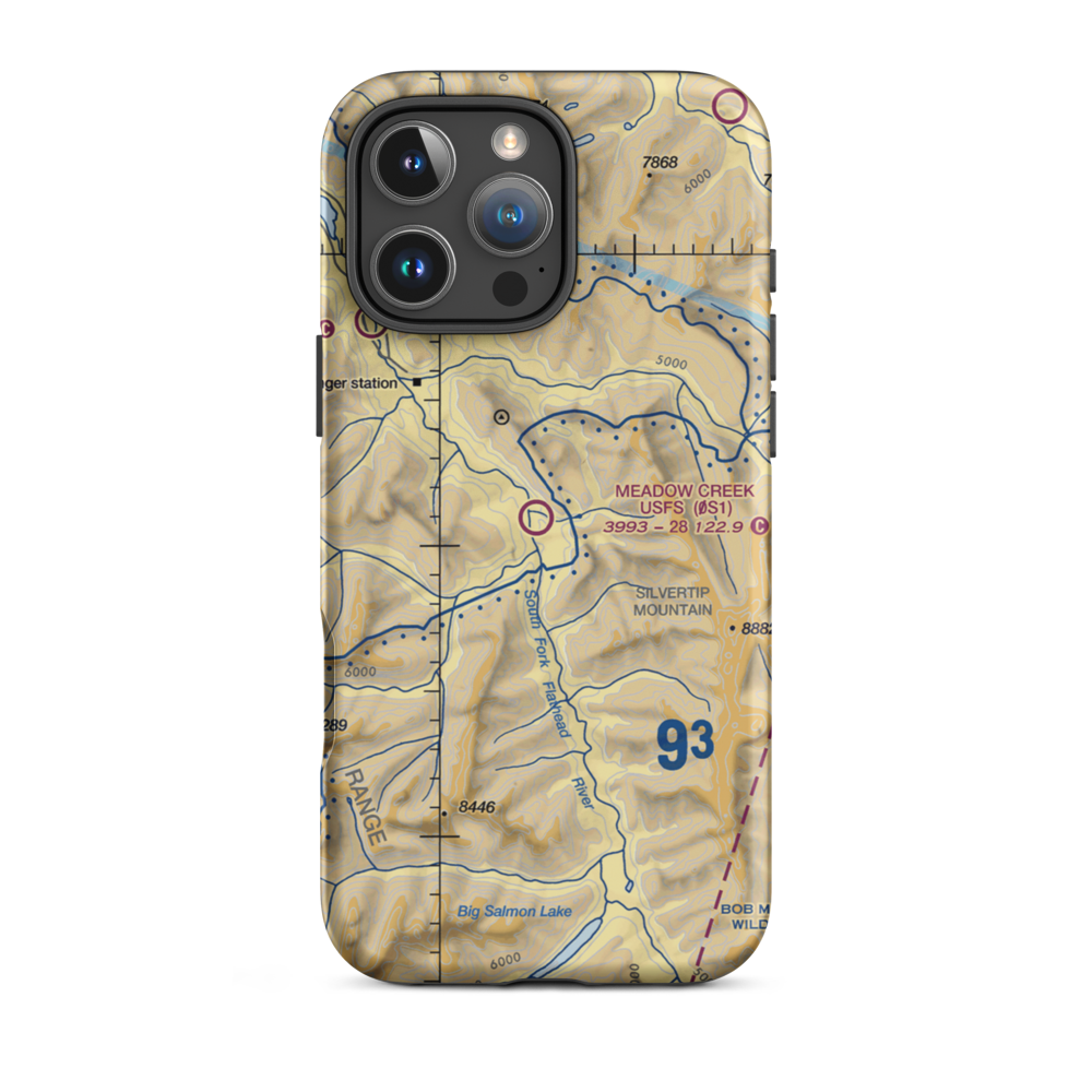 Meadow Creek Usfs Airport (0S1) VFR Sectional  Tough iPhone Case iPhone 16 Pro Max model shown