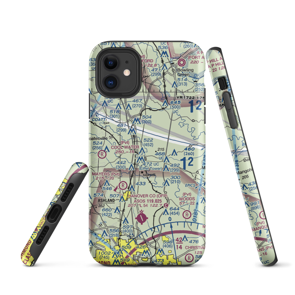 Meadow Farm Airport (69VA) VFR Sectional  Tough iPhone Case iPhone 11 model shown