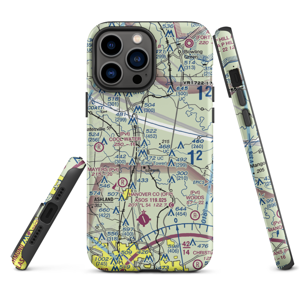Meadow Farm Airport (69VA) VFR Sectional  Tough iPhone Case iPhone 13 Pro Max model shown