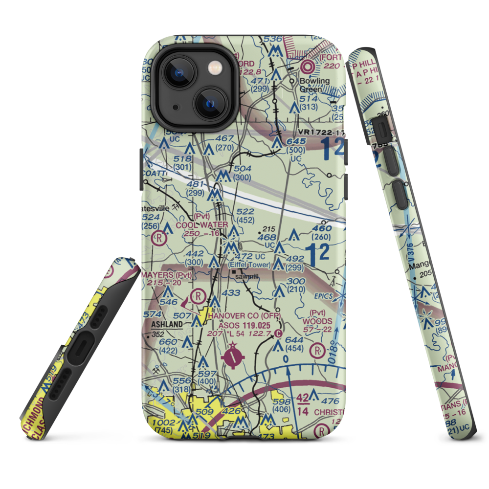 Meadow Farm Airport (69VA) VFR Sectional  Tough iPhone Case iPhone 14 Plus model shown