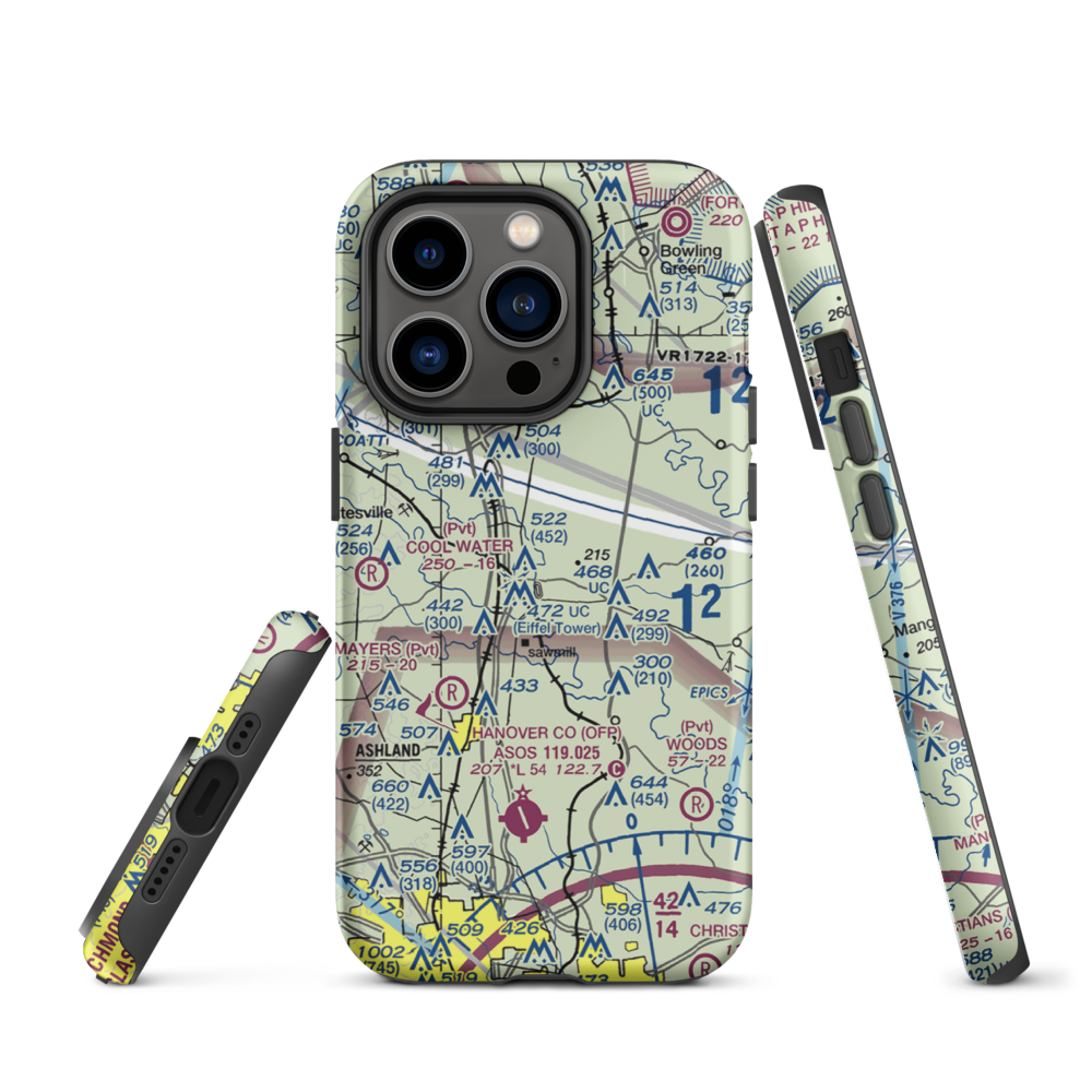 Meadow Farm Airport (69VA) VFR Sectional  Tough iPhone Case iPhone 14 Pro model shown