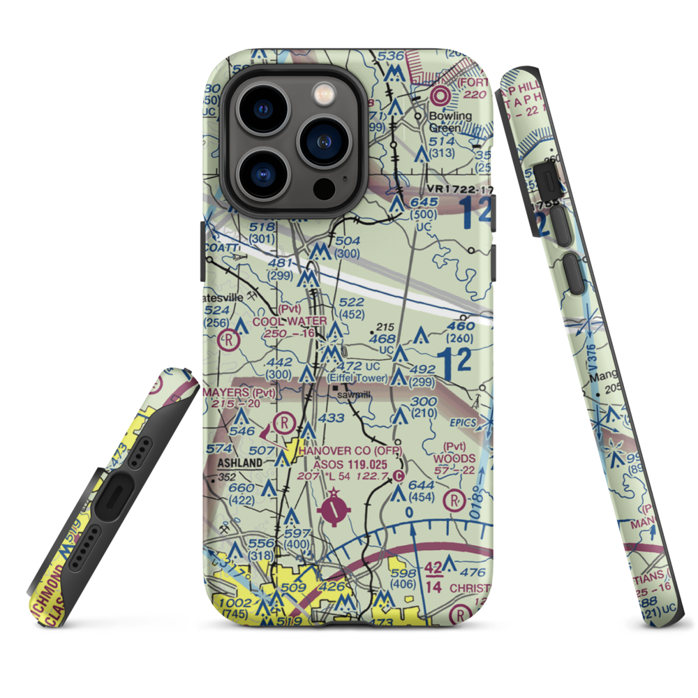 Meadow Farm Airport (69VA) VFR Sectional  Tough iPhone Case iPhone 14 Pro Max model shown
