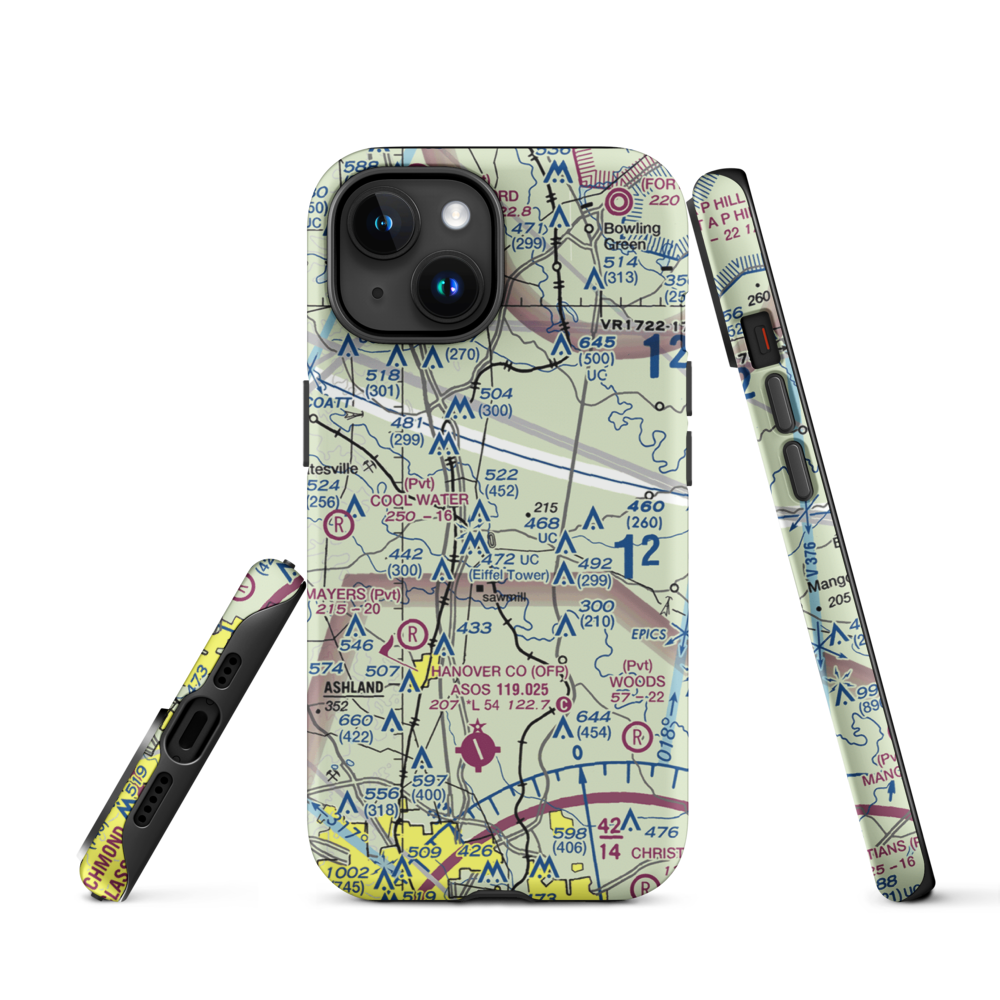 Meadow Farm Airport (69VA) VFR Sectional  Tough iPhone Case iPhone 15 model shown