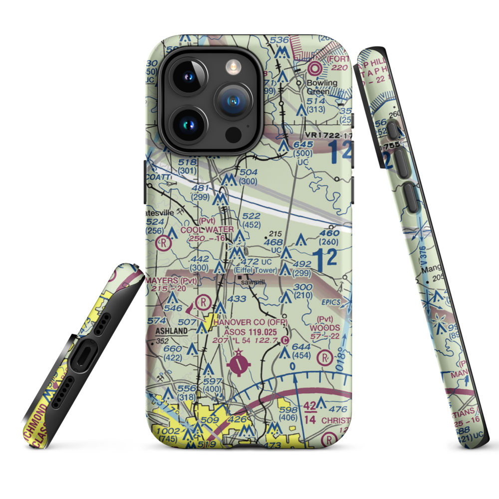 Meadow Farm Airport (69VA) VFR Sectional  Tough iPhone Case iPhone 15 Pro Max model shown