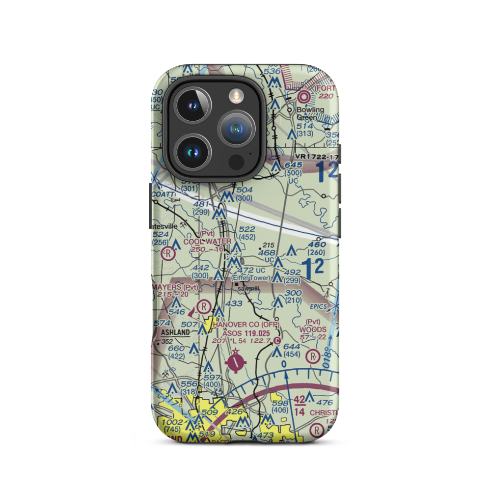 Meadow Farm Airport (69VA) VFR Sectional  Tough iPhone Case iPhone 16 Pro model shown