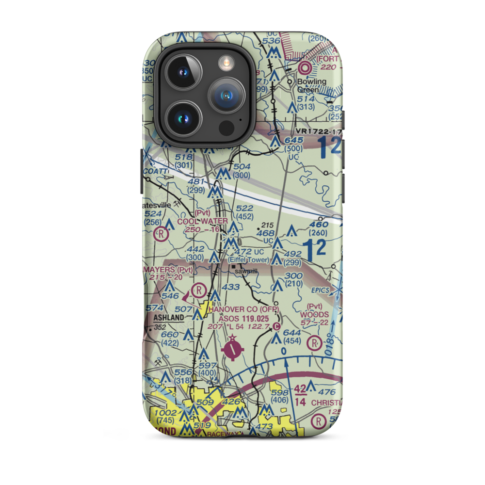 Meadow Farm Airport (69VA) VFR Sectional  Tough iPhone Case iPhone 16 Pro Max model shown