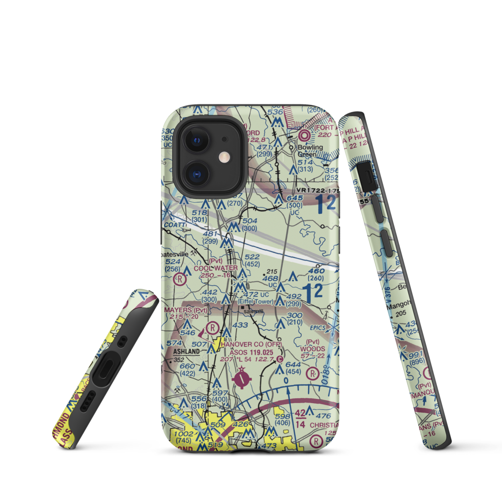 Meadow Farm Airport (69VA) VFR Sectional  Tough iPhone Case iPhone 12 mini model shown