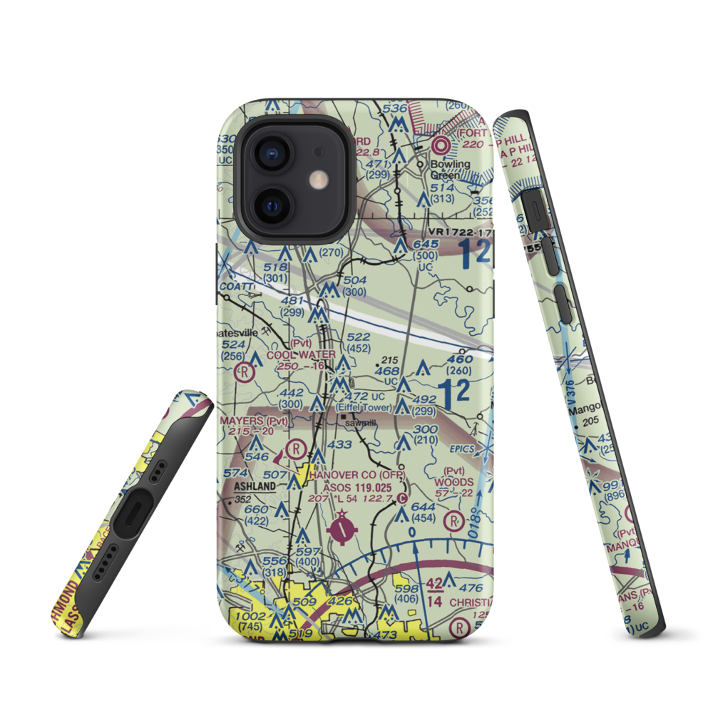 Meadow Farm Airport (69VA) VFR Sectional  Tough iPhone Case iPhone 12 model shown