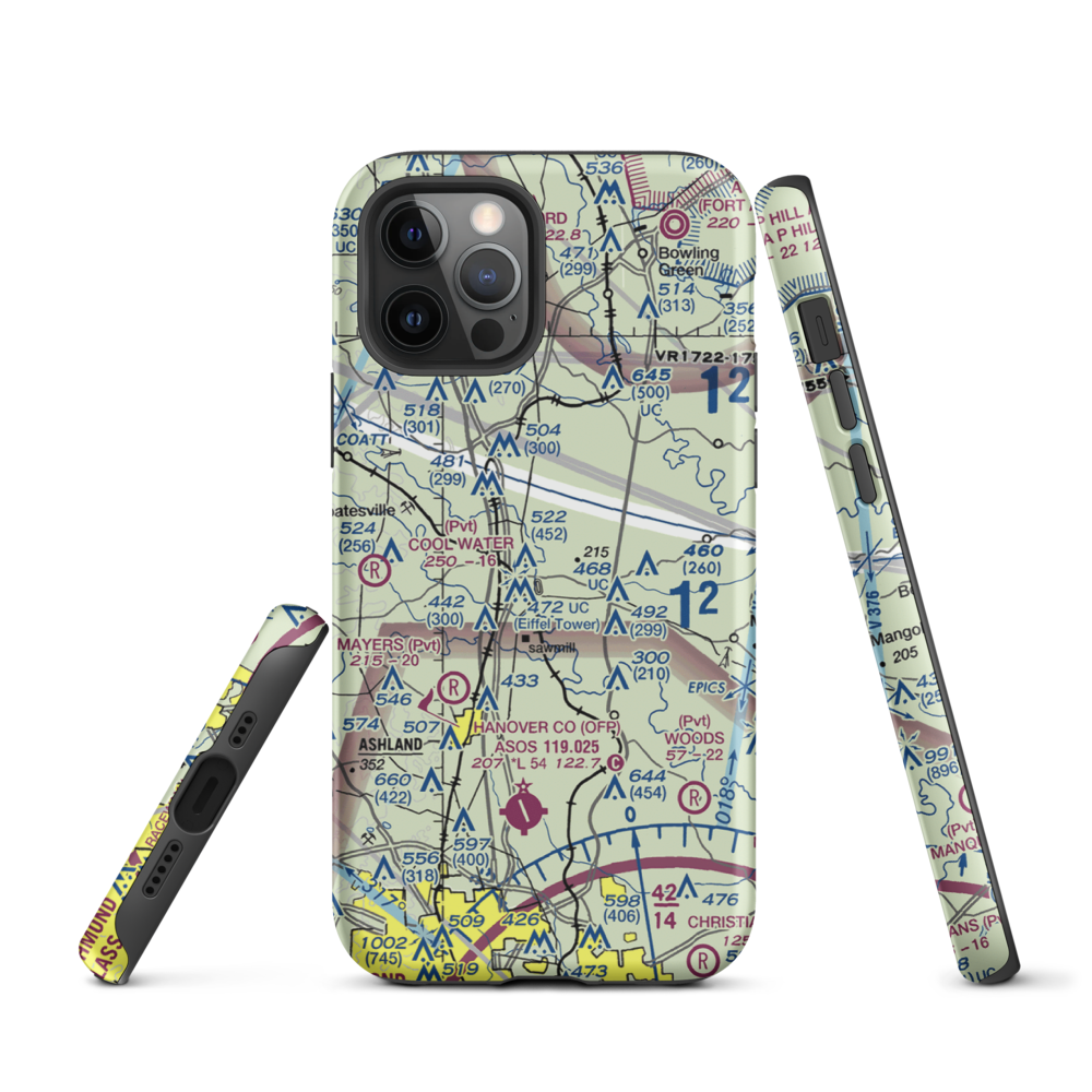 Meadow Farm Airport (69VA) VFR Sectional  Tough iPhone Case iPhone 12 Pro model shown