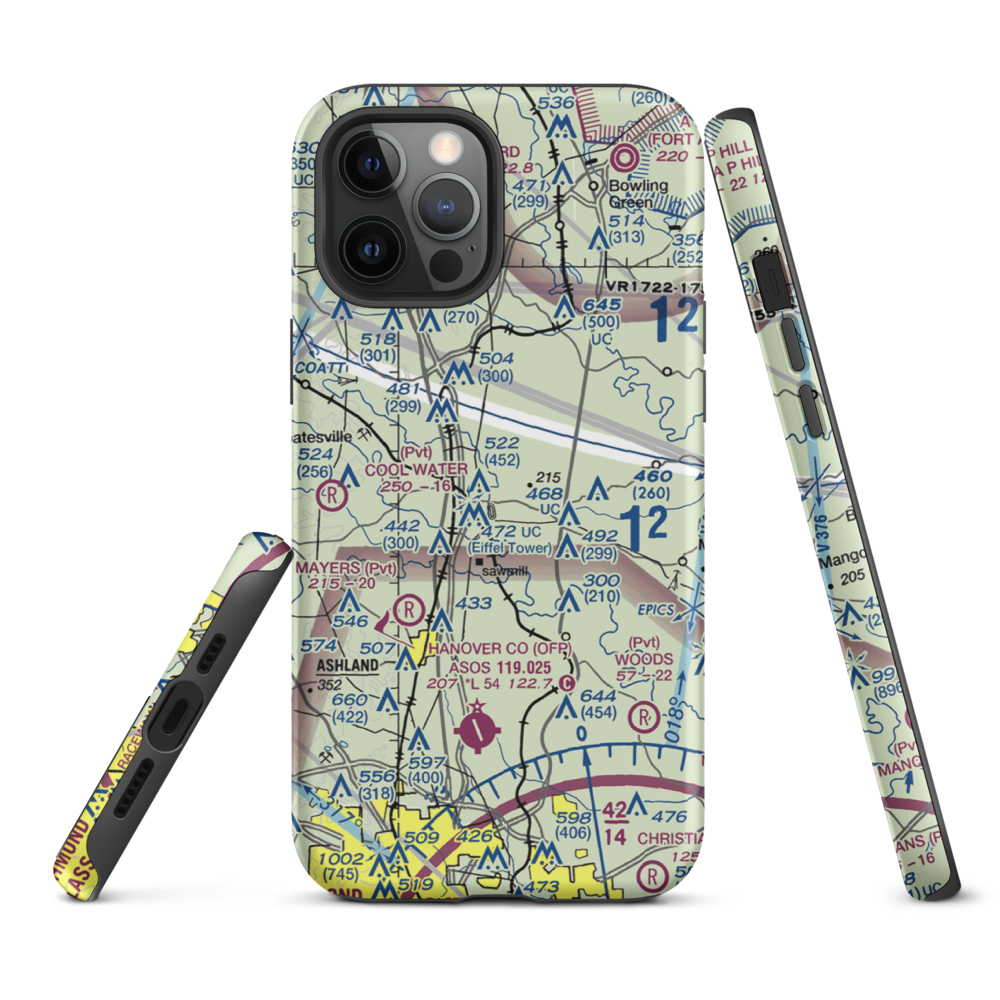 Meadow Farm Airport (69VA) VFR Sectional  Tough iPhone Case iPhone 12 Pro Max model shown