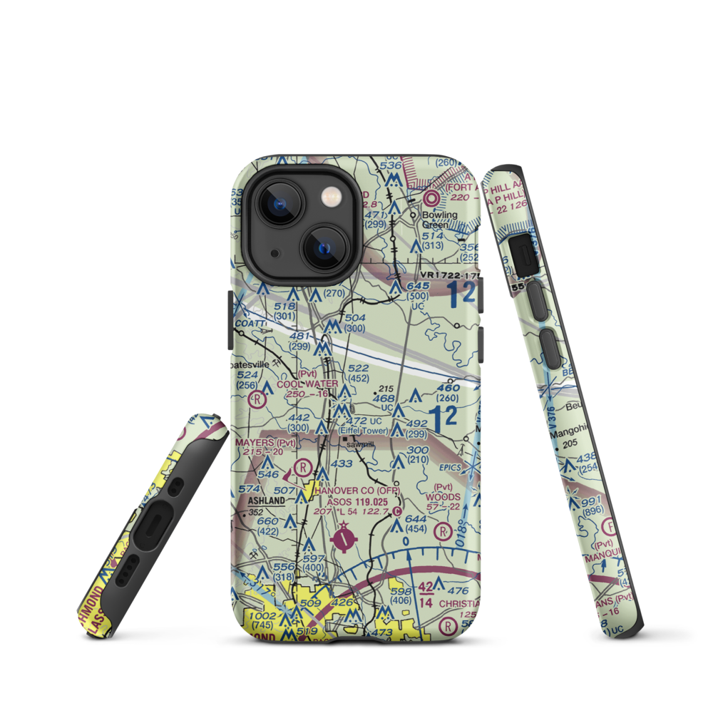 Meadow Farm Airport (69VA) VFR Sectional  Tough iPhone Case iPhone 13 mini model shown