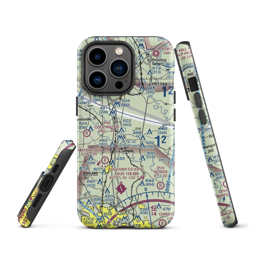 Meadow Farm Airport (69VA) VFR Sectional  Tough iPhone Case iPhone 13 Pro model shown