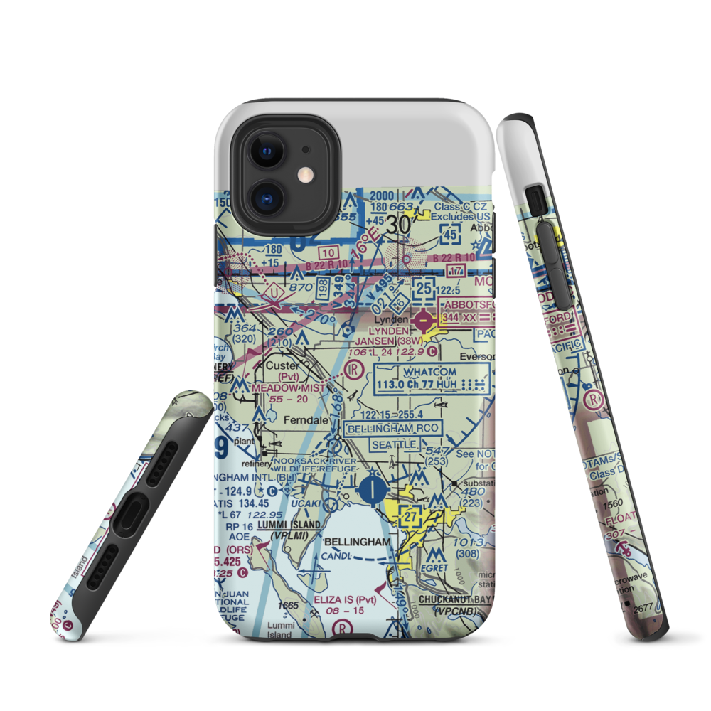 Meadow Mist Airport (WN35) VFR Sectional  Tough iPhone Case iPhone 11 model shown