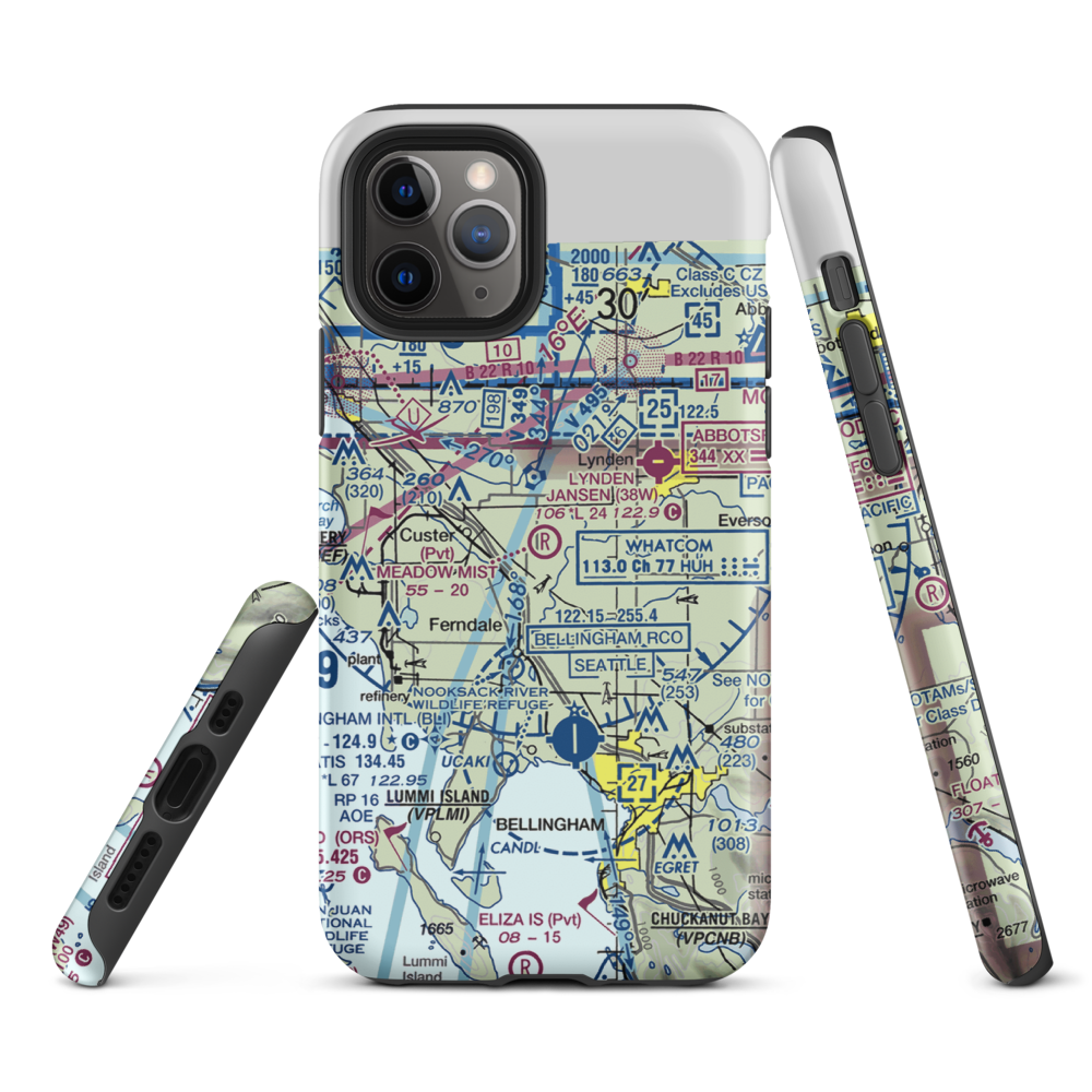 Meadow Mist Airport (WN35) VFR Sectional  Tough iPhone Case iPhone 11 Pro model shown
