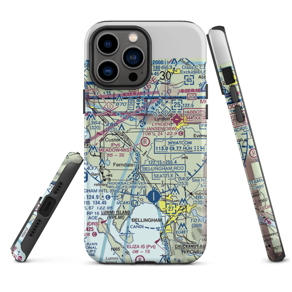 Meadow Mist Airport (WN35) VFR Sectional  Tough iPhone Case iPhone 13 Pro Max model shown