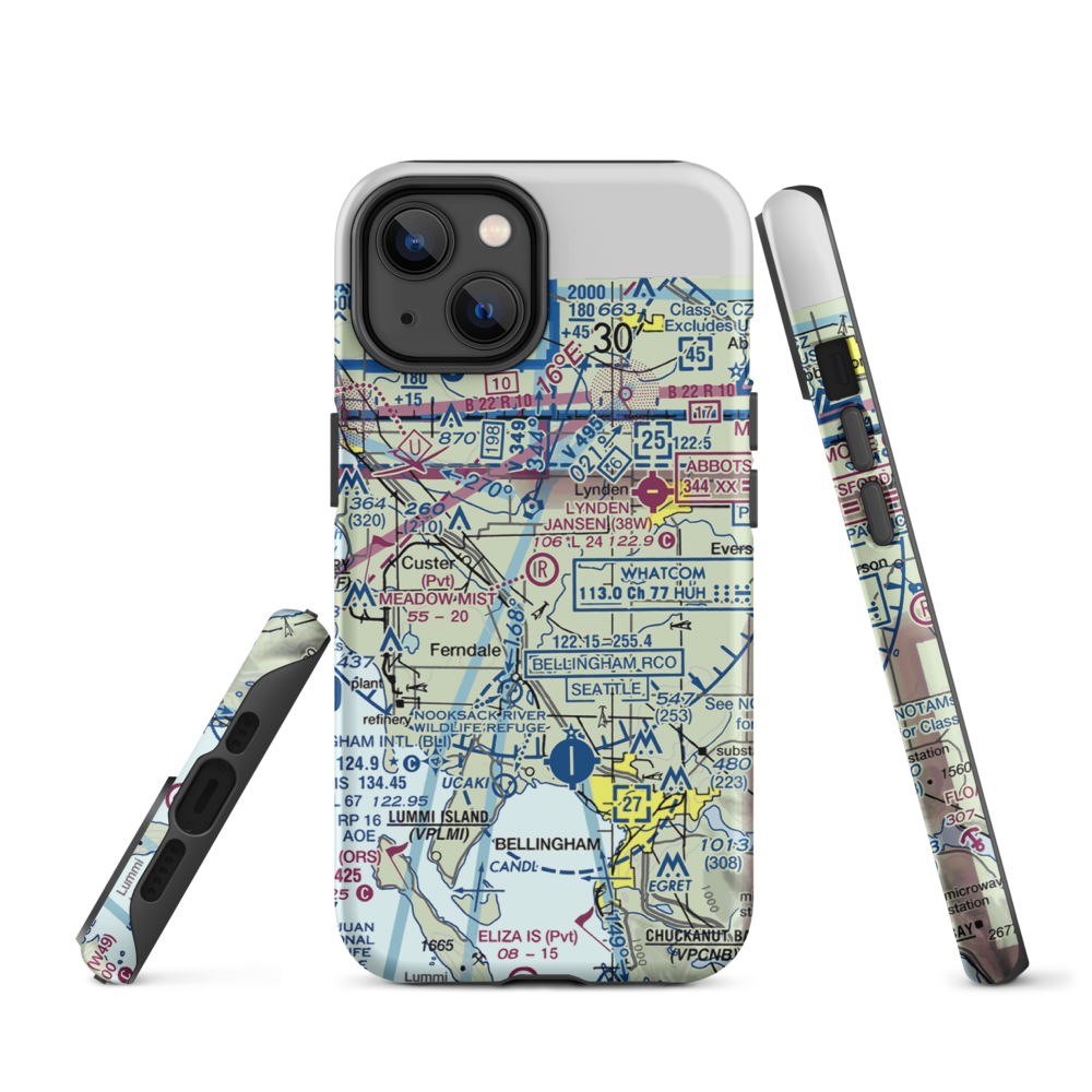 Meadow Mist Airport (WN35) VFR Sectional  Tough iPhone Case iPhone 14 model shown