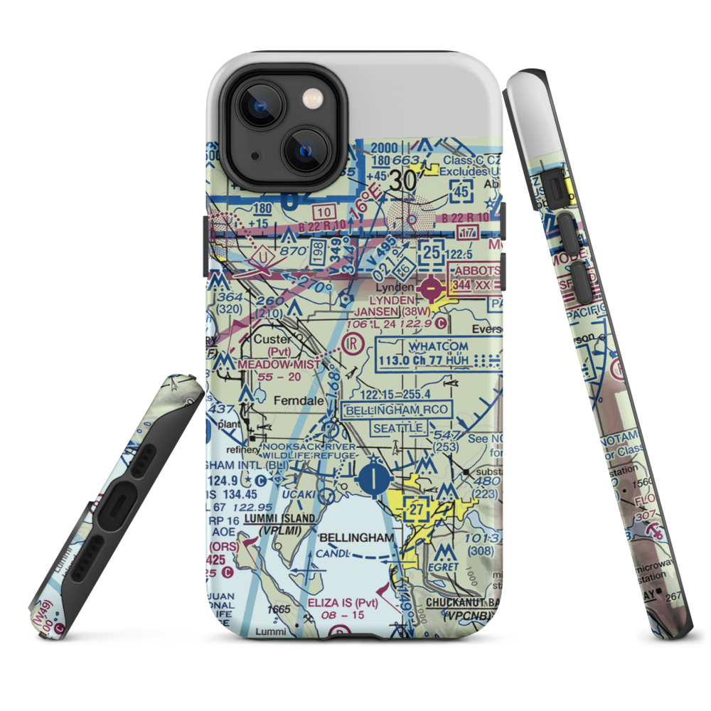 Meadow Mist Airport (WN35) VFR Sectional  Tough iPhone Case iPhone 14 Plus model shown
