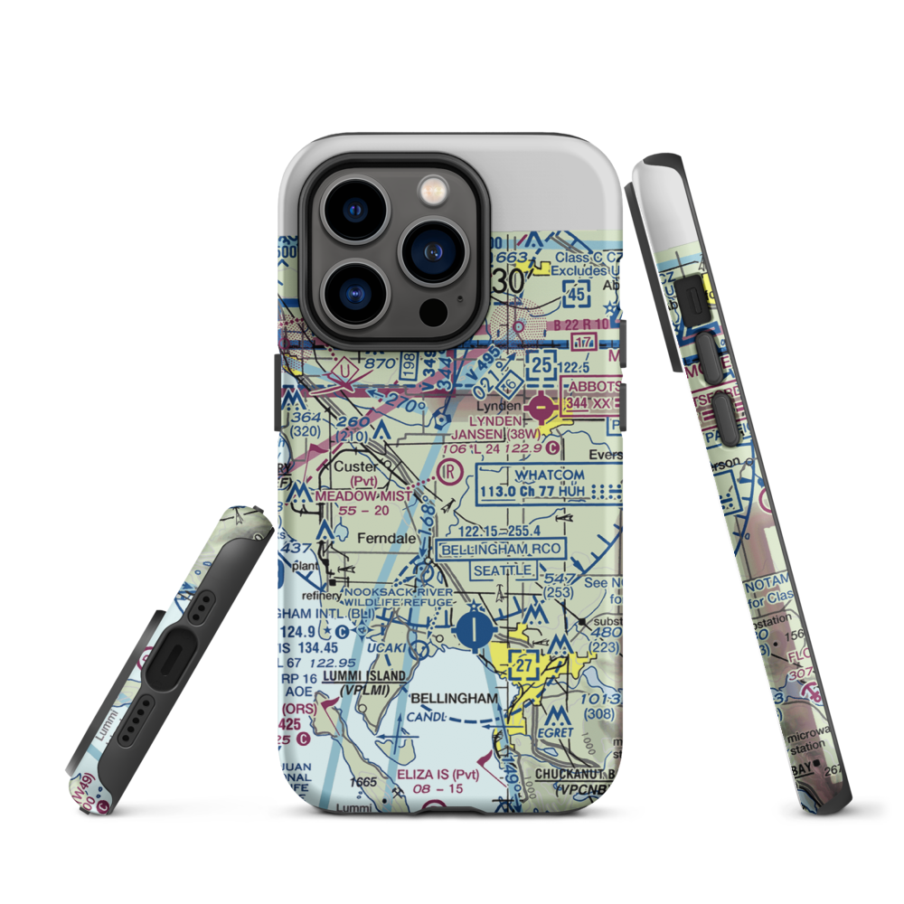 Meadow Mist Airport (WN35) VFR Sectional  Tough iPhone Case iPhone 14 Pro model shown