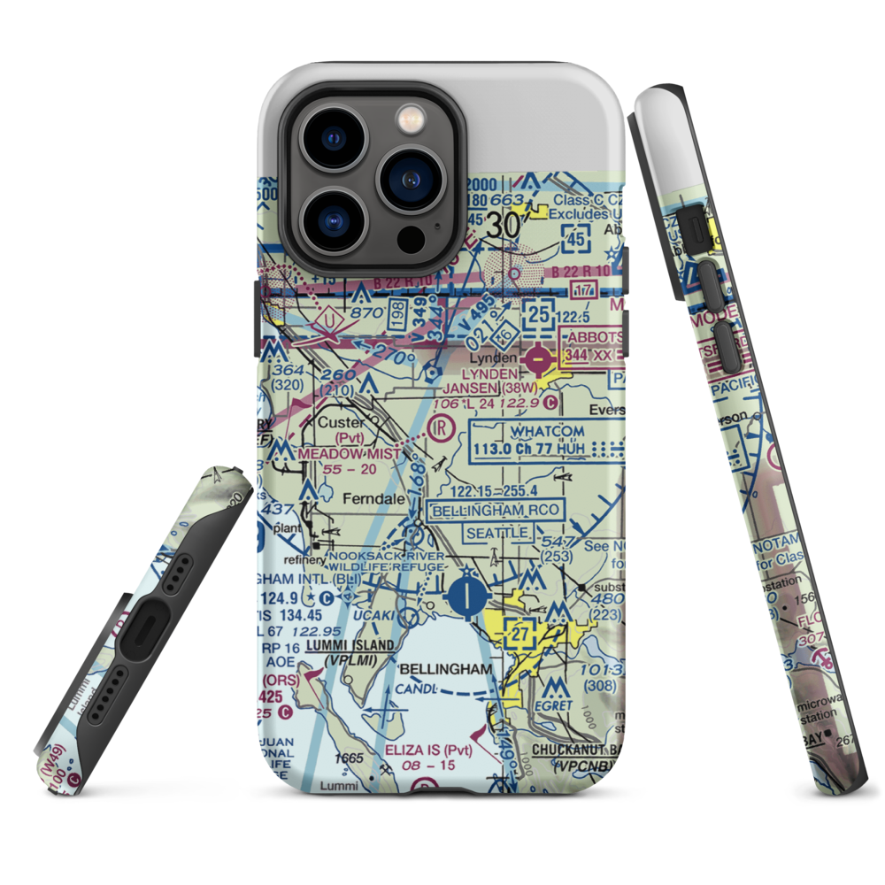 Meadow Mist Airport (WN35) VFR Sectional  Tough iPhone Case iPhone 14 Pro Max model shown