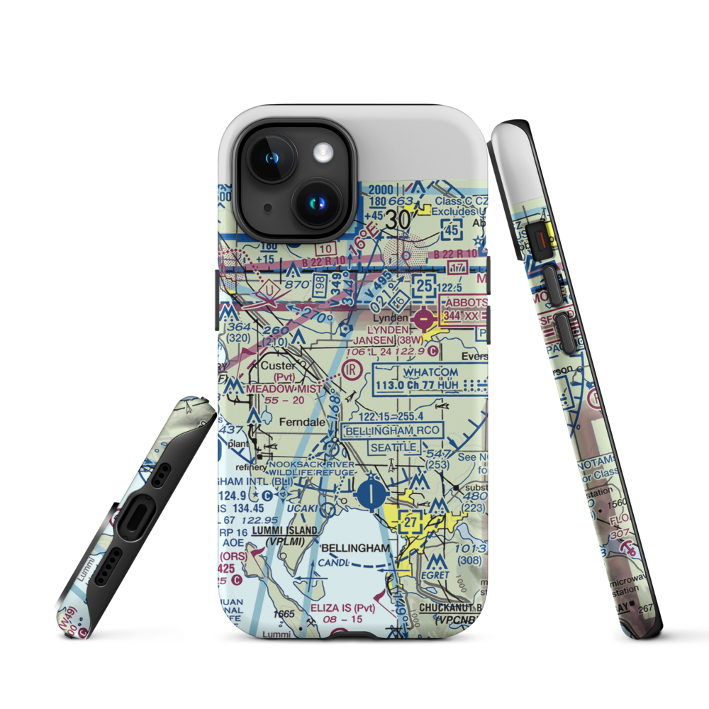 Meadow Mist Airport (WN35) VFR Sectional  Tough iPhone Case iPhone 15 model shown