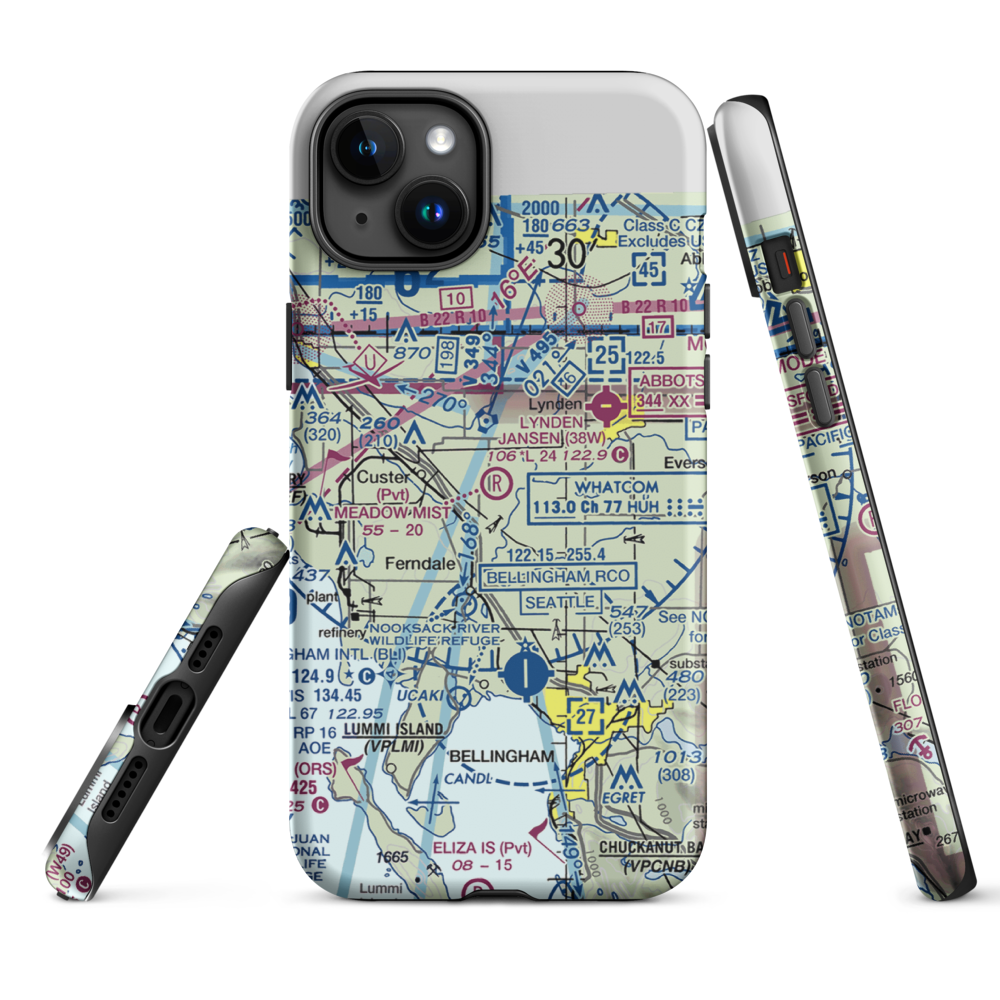 Meadow Mist Airport (WN35) VFR Sectional  Tough iPhone Case iPhone 15 Plus model shown