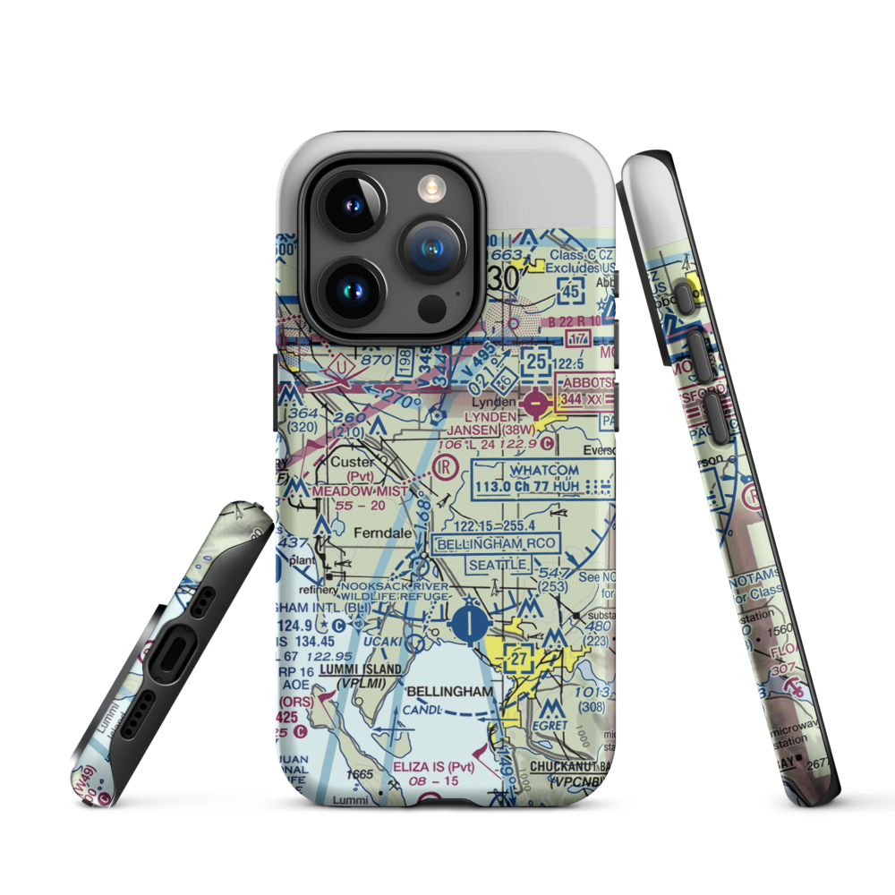 Meadow Mist Airport (WN35) VFR Sectional  Tough iPhone Case iPhone 15 Pro model shown