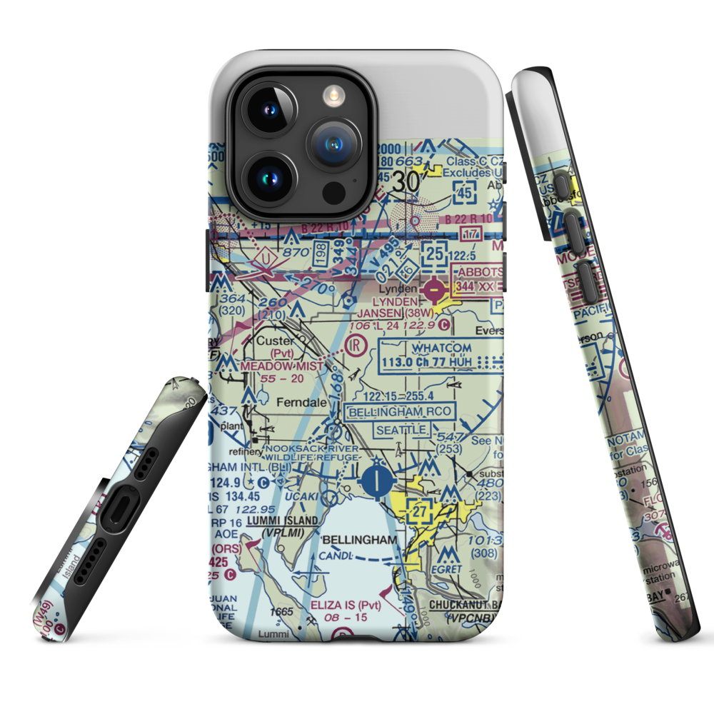Meadow Mist Airport (WN35) VFR Sectional  Tough iPhone Case iPhone 15 Pro Max model shown