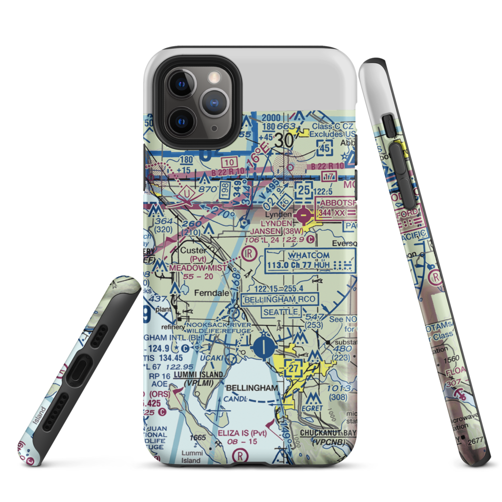 Meadow Mist Airport (WN35) VFR Sectional  Tough iPhone Case iPhone 11 Pro Max model shown