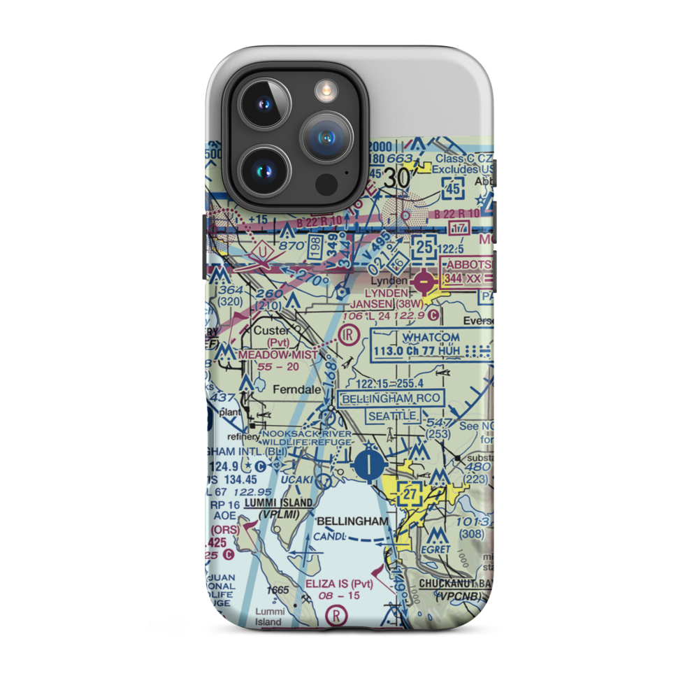 Meadow Mist Airport (WN35) VFR Sectional  Tough iPhone Case iPhone 16 Pro Max model shown
