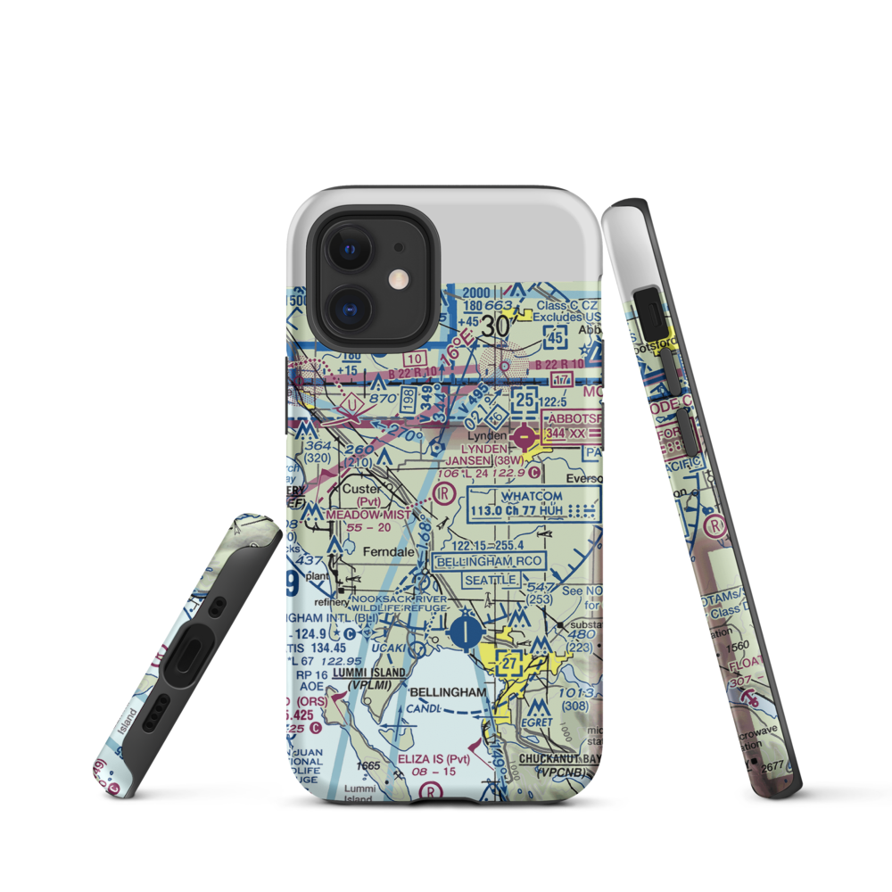 Meadow Mist Airport (WN35) VFR Sectional  Tough iPhone Case iPhone 12 mini model shown