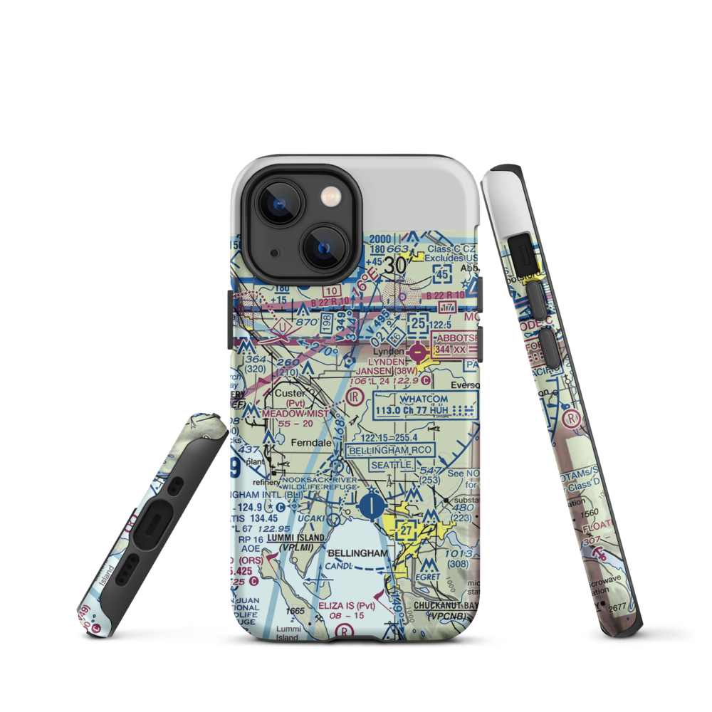 Meadow Mist Airport (WN35) VFR Sectional  Tough iPhone Case iPhone 13 mini model shown