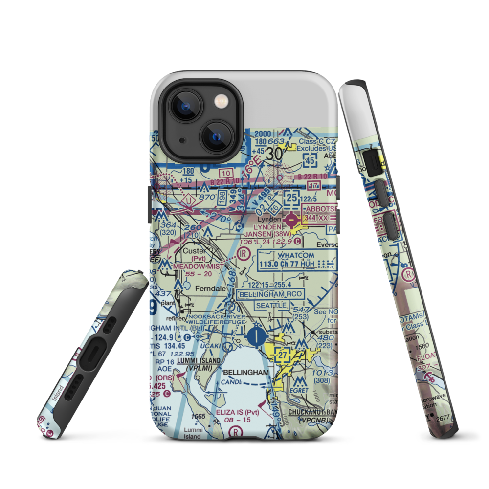 Meadow Mist Airport (WN35) VFR Sectional  Tough iPhone Case iPhone 13 model shown