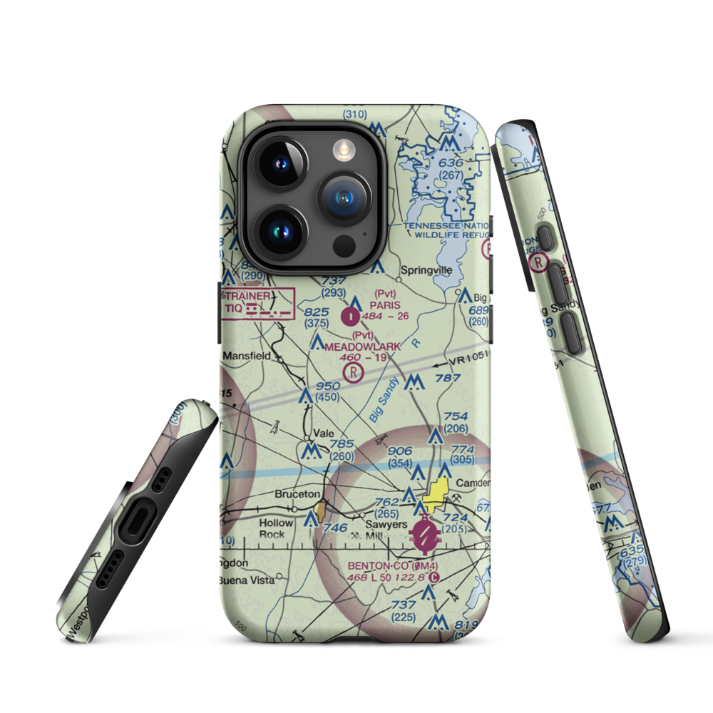 Meadowlark Airport (9TN2) VFR Sectional  Tough iPhone Case iPhone 15 Pro model shown