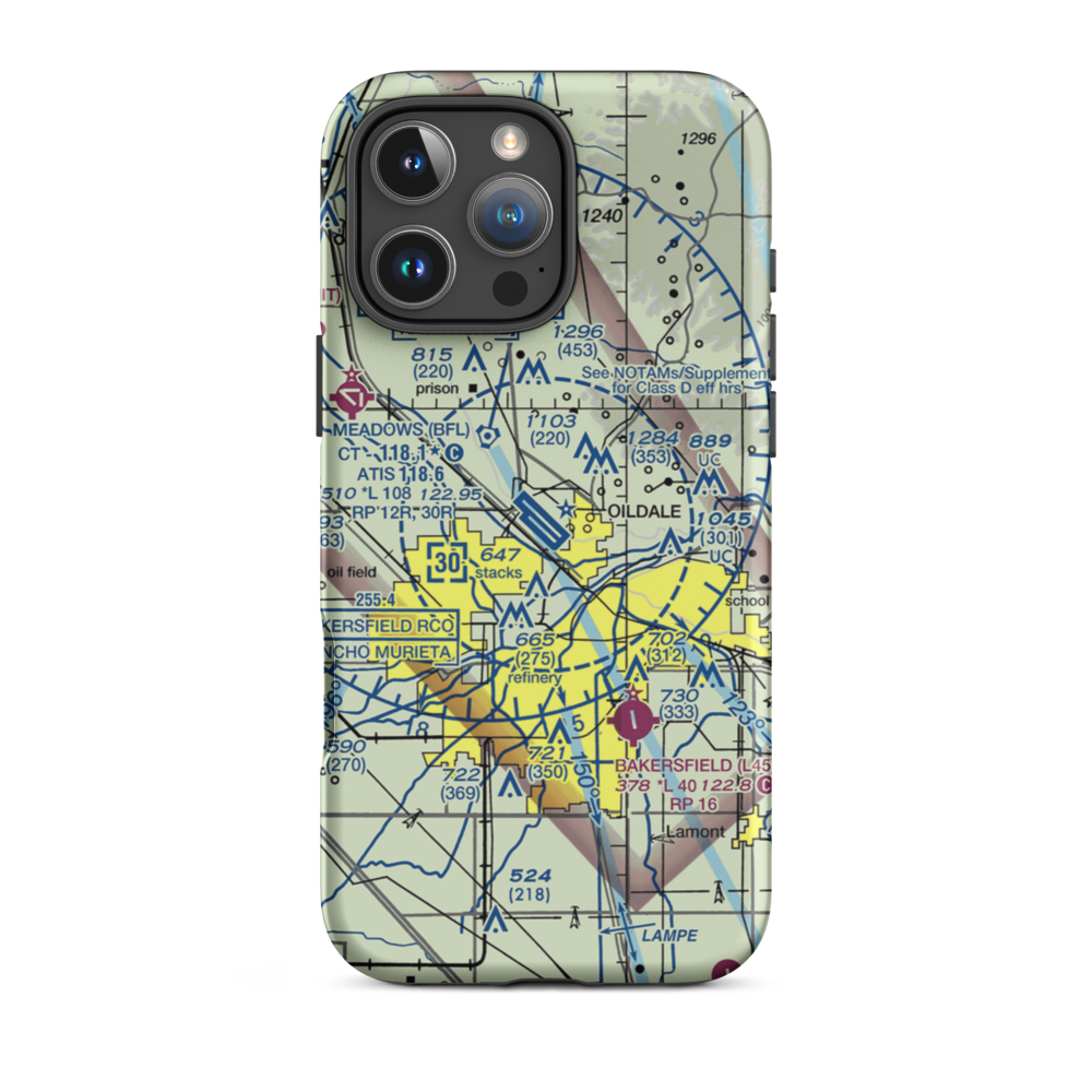 Meadows Field (BFL) VFR Sectional  Tough iPhone Case iPhone 16 Pro Max model shown