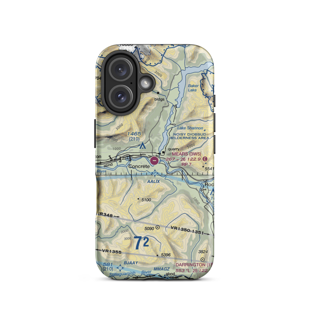 Mears Field Airport (3W5) VFR Sectional  Tough iPhone Case iPhone 16 model shown