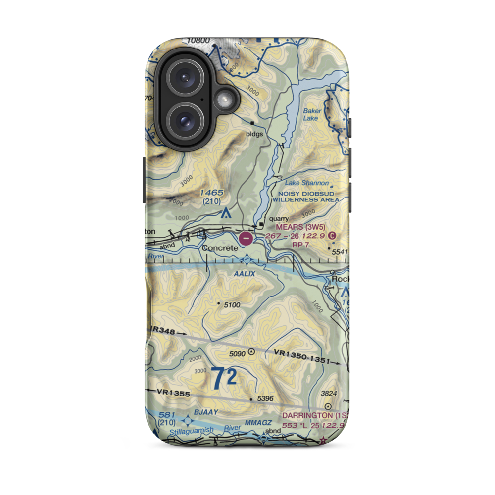 Mears Field Airport (3W5) VFR Sectional  Tough iPhone Case iPhone 16 Plus model shown