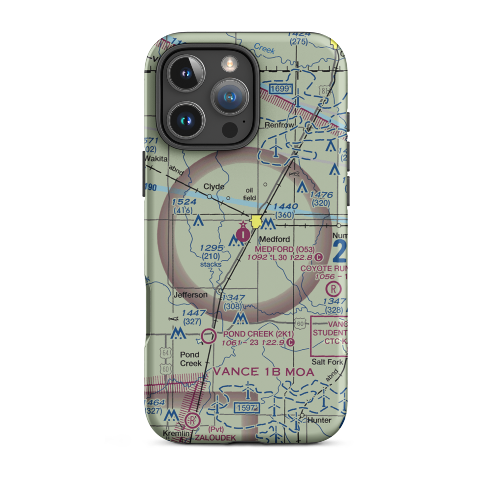 Medford Municipal Airport (O53) VFR Sectional  Tough iPhone Case iPhone 16 Pro Max model shown
