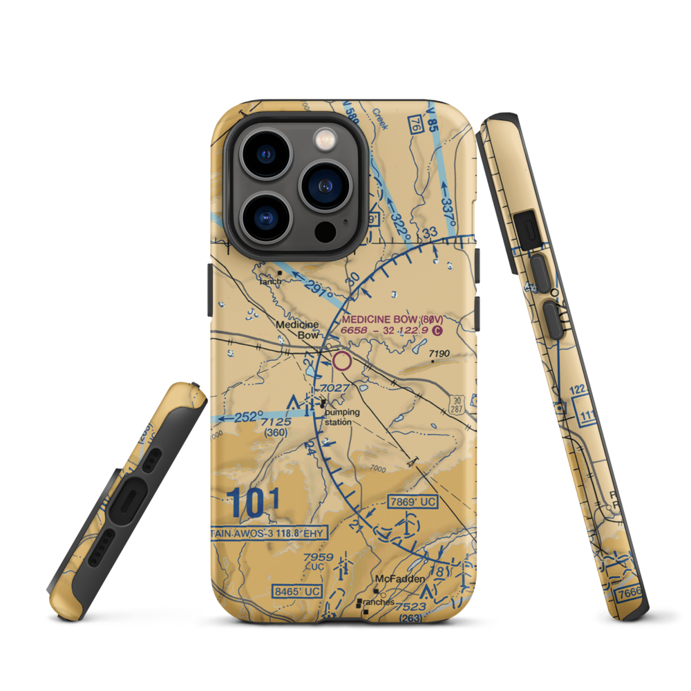 Medicine Bow Airport (80V) VFR Sectional  Tough iPhone Case iPhone 13 Pro model shown