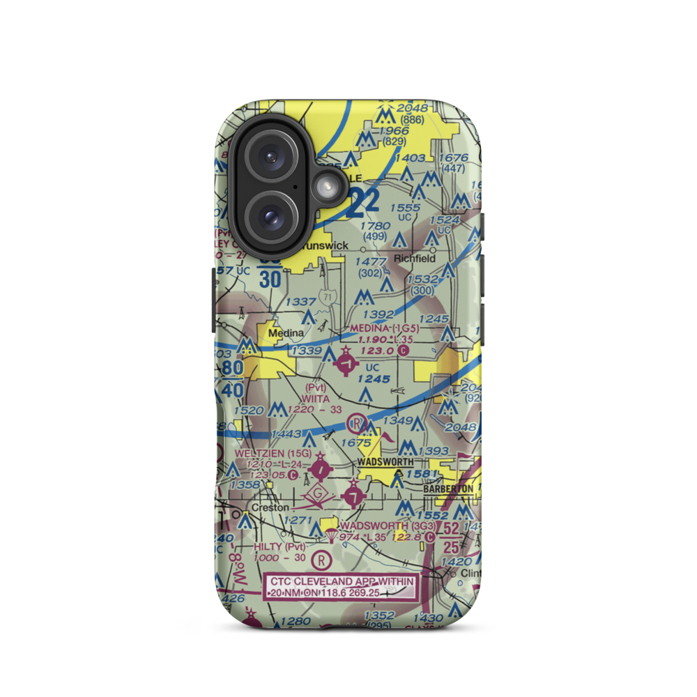 Medina Municipal Airport (1G5) VFR Sectional  Tough iPhone Case iPhone 16 model shown