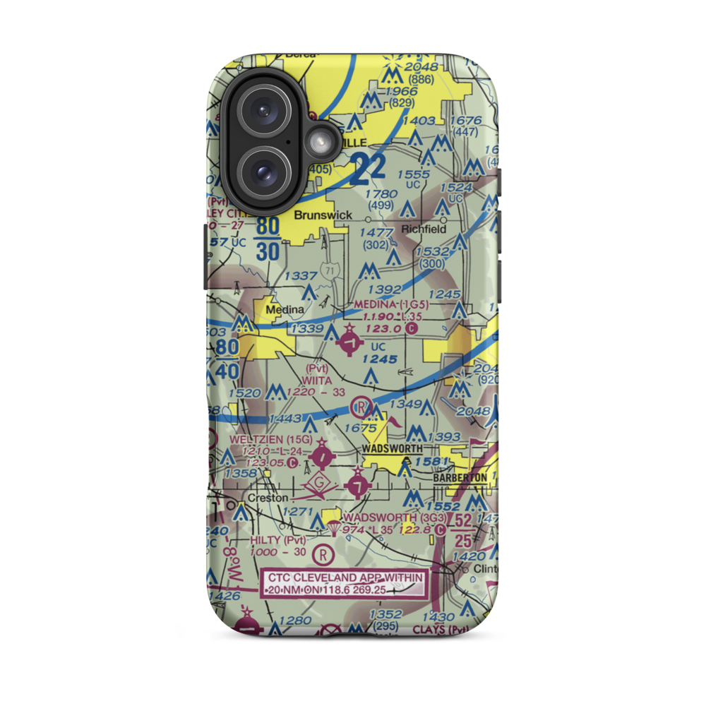 Medina Municipal Airport (1G5) VFR Sectional  Tough iPhone Case iPhone 16 Plus model shown