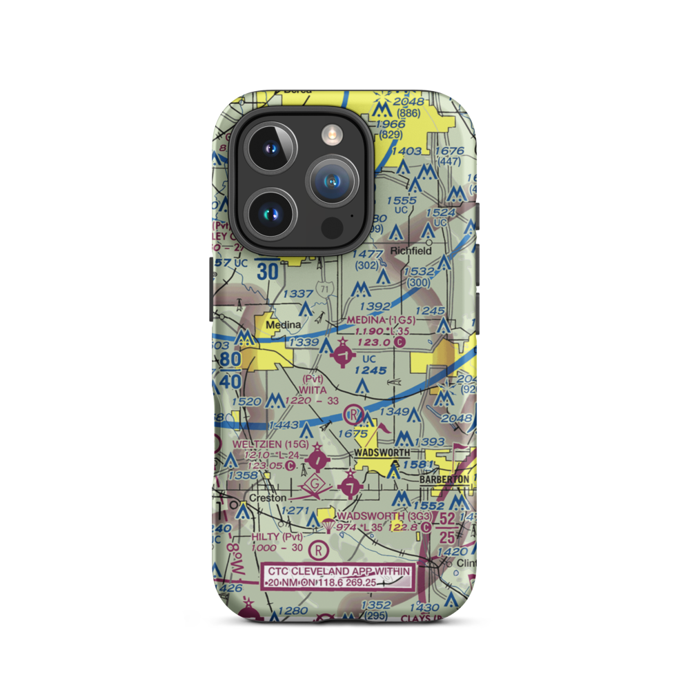 Medina Municipal Airport (1G5) VFR Sectional  Tough iPhone Case iPhone 16 Pro model shown